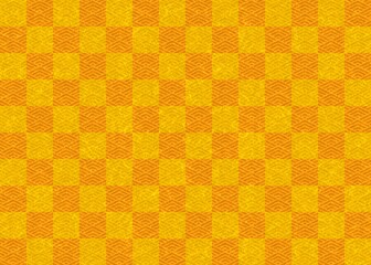 金色とオレンジの菱青海波と市松模様の和紙