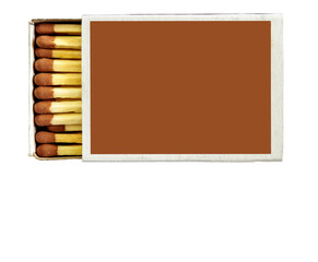 Brown paper matchbox on a white background