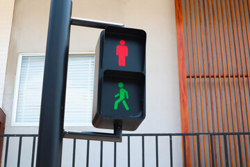 Red and Green light of pedestrian traffic light.