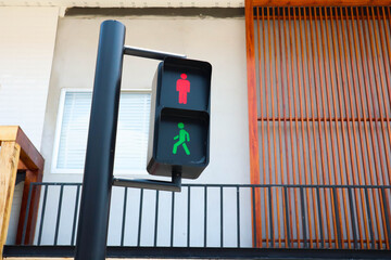 Red and Green light of pedestrian traffic light.
