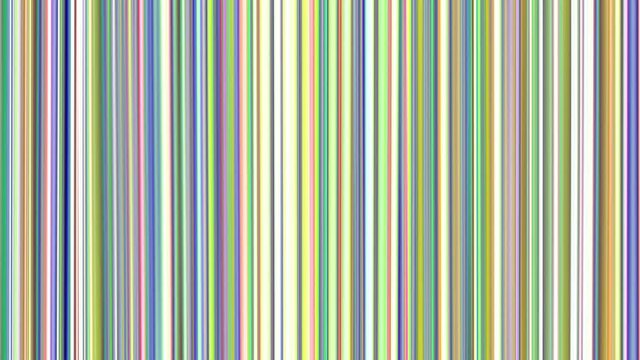 Vertical parallel colorful thick and thin lines moving, changing colors. Seamless hypnotic pattern of geometric striped background. Abstract spectrum looping and metamorphoses. 4K UHD 4096x2304