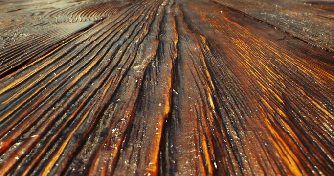 Closeup wooden aged brown table background, old grunge dark wood surface texture