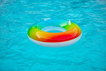 Life save. Safety rubber circle, swimming pool. Help for drowning person.