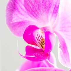 Fototapeta na wymiar Purple orchid phalaenopsis flower fragment. Macro. Floral background
