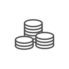Coin pile, finance, money and banking line style vector icon. Single isolated sign.