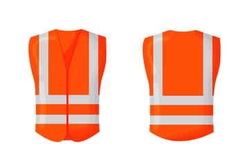 Foto op Canvas Orange reflective safety vest for people isolated vector front and back for promotion on the white background © OlgaKlyushina