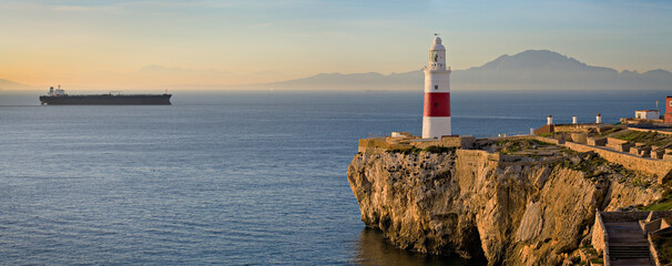 Europa point lighthouse in Gibraltar overlooking the Straights of Gibraltar  © johnj