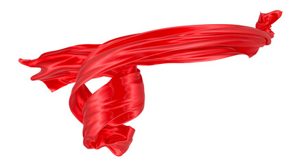 Obraz na płótnie Canvas Beautiful flowing fabric of red wavy silk or satin. 3d rendering image.
