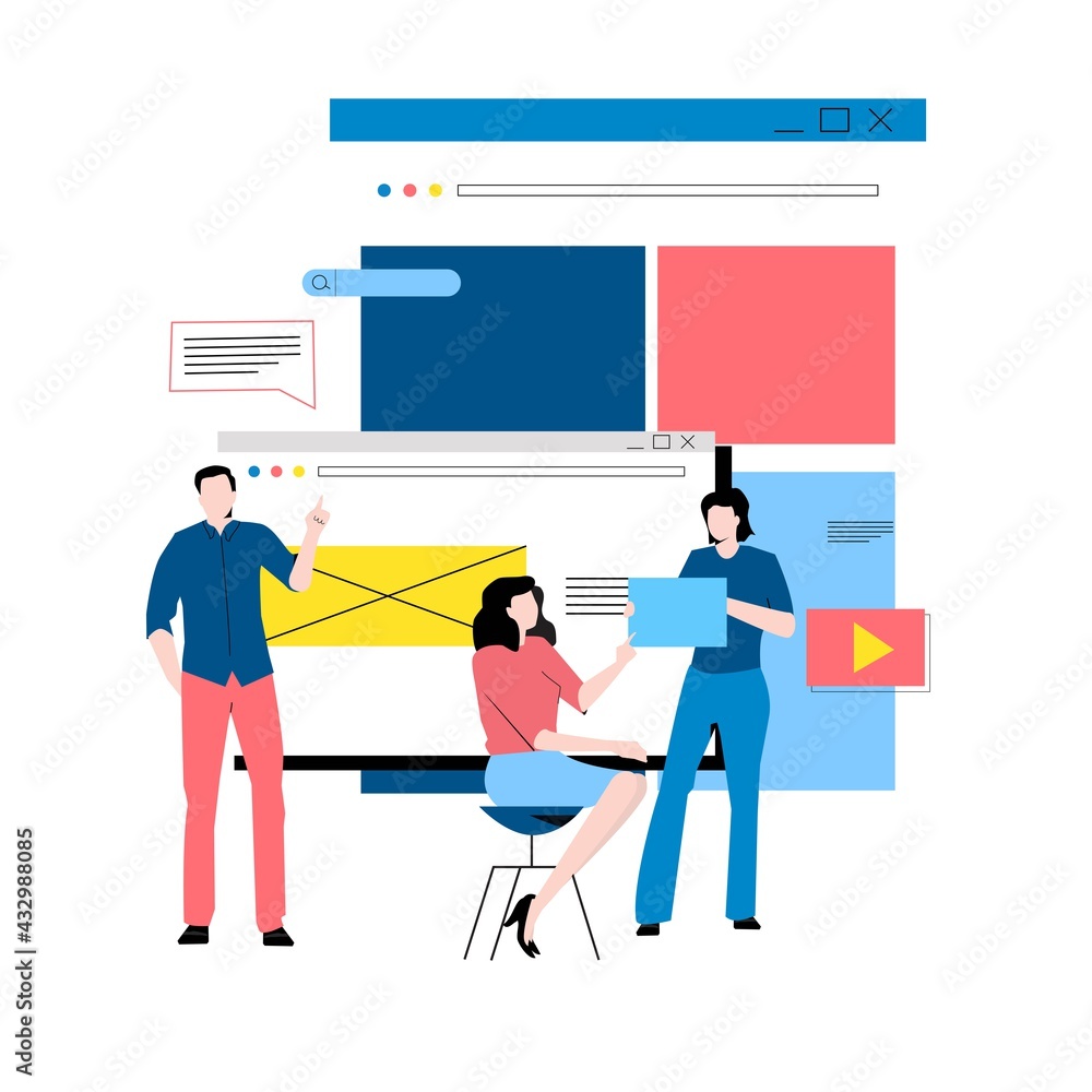 Poster digital content management, creating engaging online content, online news flat vector illustration d