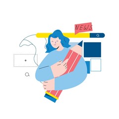 Online news content, headlines, news update, news website, electronic newspaper flat vector illustration. News webpage, information about activities, events, company announcements and information