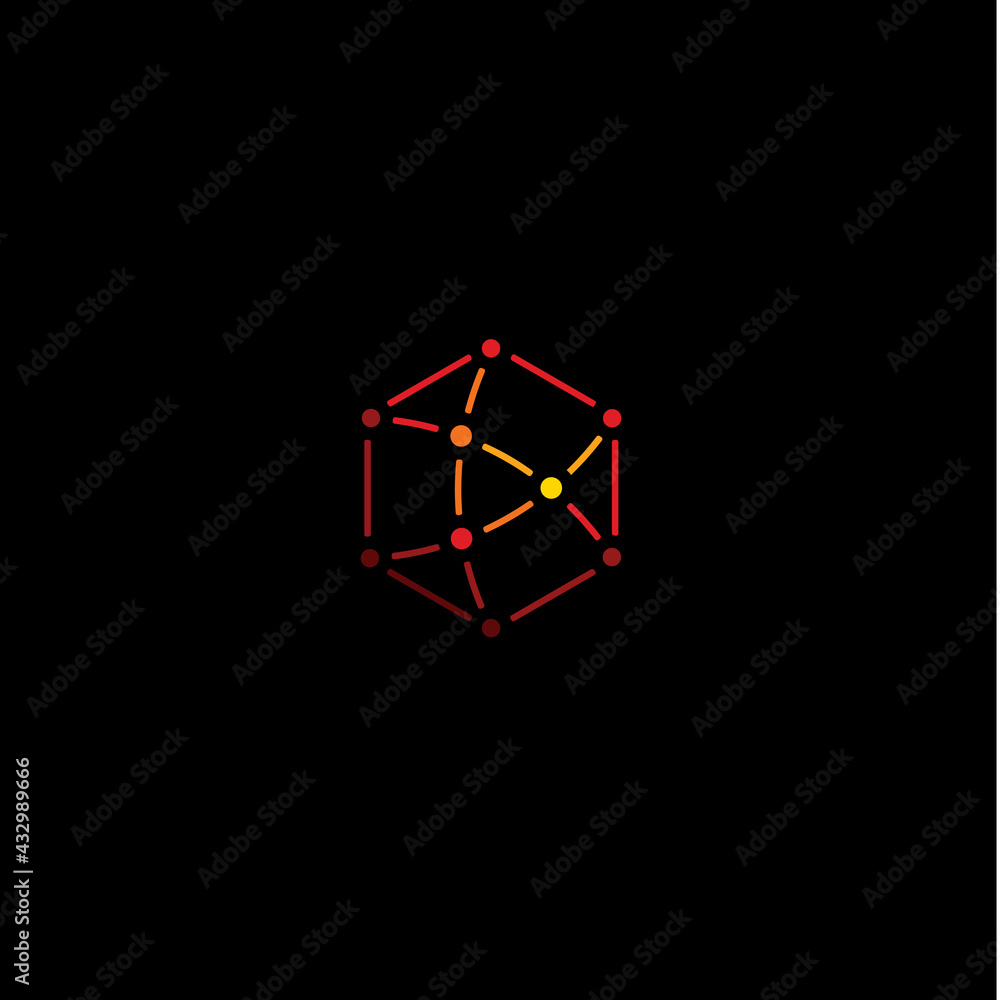 Aufkleber Hexagon vector logo concept line style. Communication Play button isolated icon. Geometric circuit for digital connection technology and developing startup.