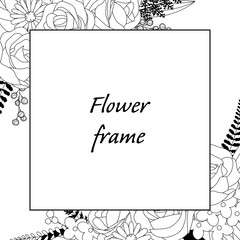 Botanical frame illustration. Invitation or greeting card templates (white background, vector, cut out)