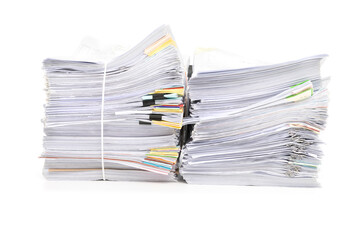 Stack of Documents isolated on white background. Documents pile.