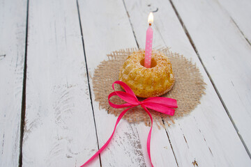 Little bundt cake for birthday congratulation