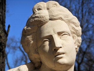 Obraz premium Bust in the Lower Park of Peterhof. Roman style sculptures. The beauty of the architecture of the sculptors.
