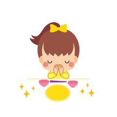 残さず食べて食事の後にご馳走様と挨拶をするお行儀のよい可愛い小さな女の子のイラスト Wall Mural ぽこたぽこ 残さず食べて食事の後にご馳走様と挨拶をするお行儀のよい可愛い小さな女の子のイラスト Wall Mural ぽこたぽこ