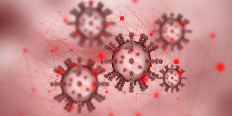 3d render Corona virus microscopic view