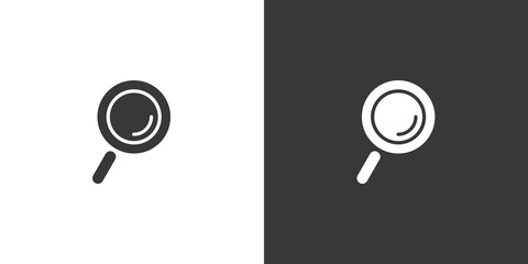 Magnifying glass. Search and analytics. Isolated icon on black and white background. Commerce glyph vector illustration