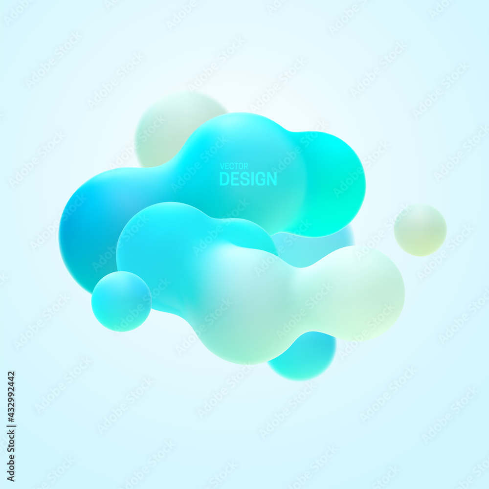 Poster gradient background with turquoise metaball shapes cluster.