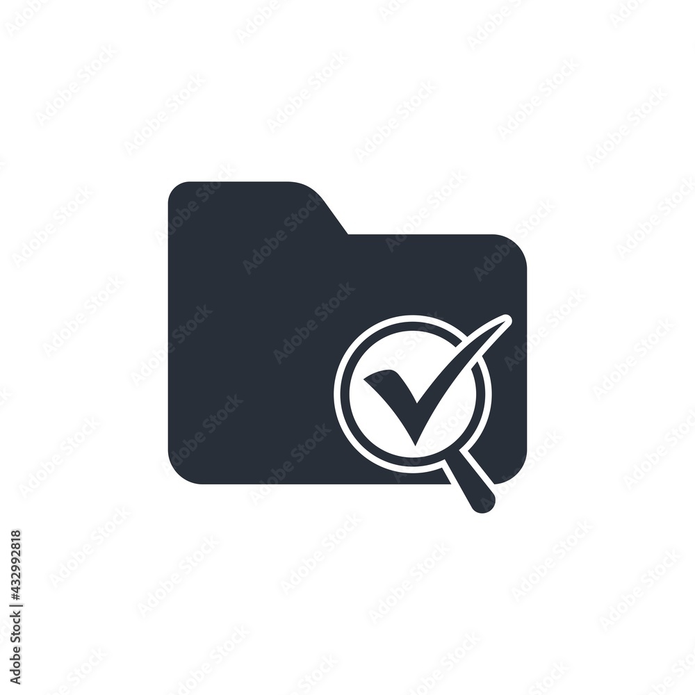 Poster folder with a check mark. search for data. vector illustration isolated on white background.