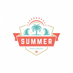Summer holidays label or badge typography slogan design