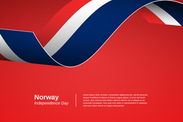 Happy independence day of Norway. Creative waving flag banner background. Greeting patriotic nation vector