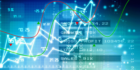 2d rendering Stock market online business concept. business Graph 