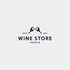 Wine Store vintage logo vector icon illustration