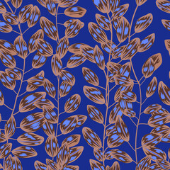 Moody Tropical Floral vector seamless repeat pattern. 