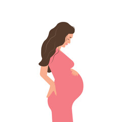  Pregnant woman. Mom is expecting a baby. Vector illustration 