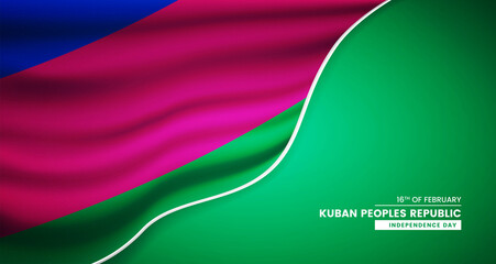 Abstract independence day of Kuban Peoples Republic background with elegant fabric flag and typographic illustration