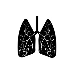 Lungs flat line icon thin pictogram of human internal organ