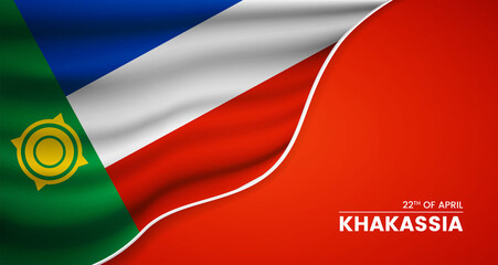 Abstract national day of Khakassia background with elegant fabric flag and typographic illustration