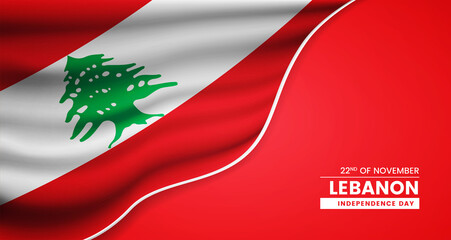 Abstract independence day of Lebanon background with elegant fabric flag and typographic illustration