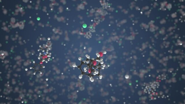 Ipratropium bromide molecule. Molecular model. Looping seamless 3d animation