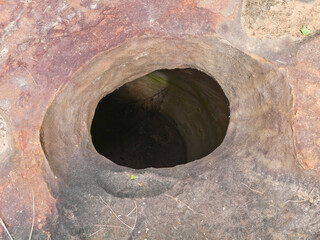 Amazing stone hole the hole is like a pot is a natural hole. The hole is the largest group in Thailand. There are no less than 16 holes with many sizes ranging from 40 -300 cm wide mouth - 10 m. deep - obrazy, fototapety, plakaty