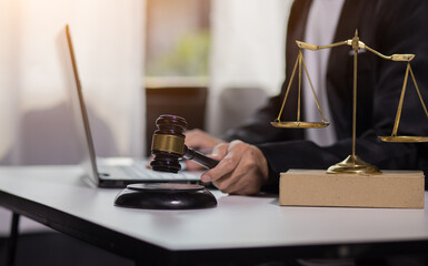 Business and lawyers discussing contrac with Justice lawyers having team Concepts of Law and Legal services