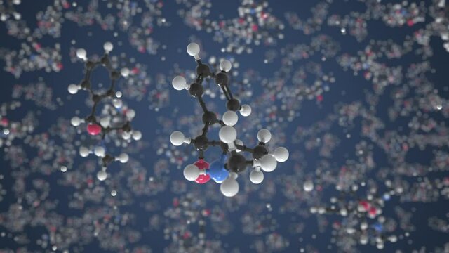 Ephedrine molecule. Molecular model. Looping seamless 3d animation