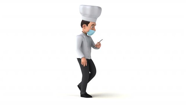 Fun 3D cartoon chef with a mask on the phone