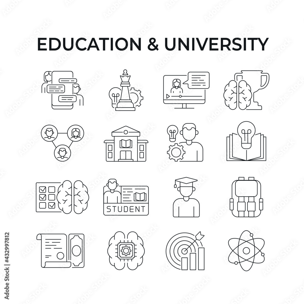 Poster education linear icon. university structure. online learning. thin line customizable illustration. c