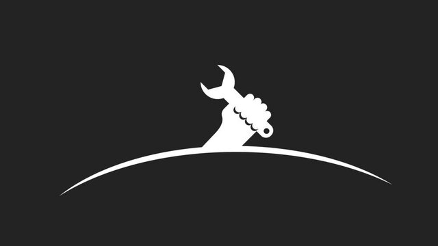 hand with spanner- tool vector animation- service, repair	