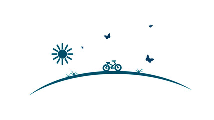 bike, sun and butterfly illustration