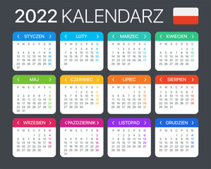 2022 Calendar - vector template graphic illustration - Poland version