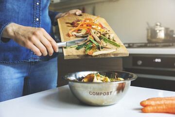 recycling organic kitchen waste at home. food leftovers compost