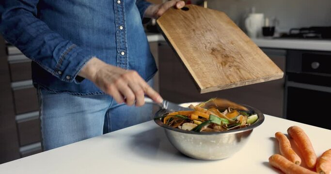 recycling organic kitchen waste at home. food leftovers compost