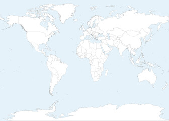 Detailed world map with country borders.