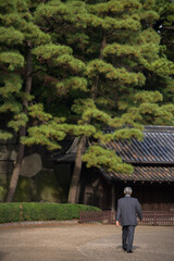 Fototapeta premium Ancient japanese building in garden of autumn trees