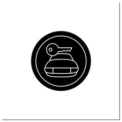 Car rental symbol glyph icon. Vehicle rent sign. Rent service office. Public place navigation. Universal public building signs concept. Filled flat sign. Isolated silhouette vector illustration