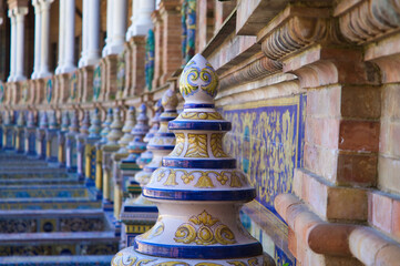 detail of the monument in the plaza of spain in seville from the universal exhibition of 1929. Very...