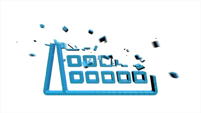 Office icon. Web 3D pixel icon set. Office, great design for any purposes. Motion graphics.